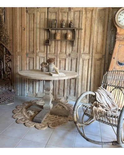 Ancienne table ronde en chêne massif