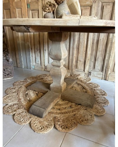 Ancienne table ronde en chêne massif