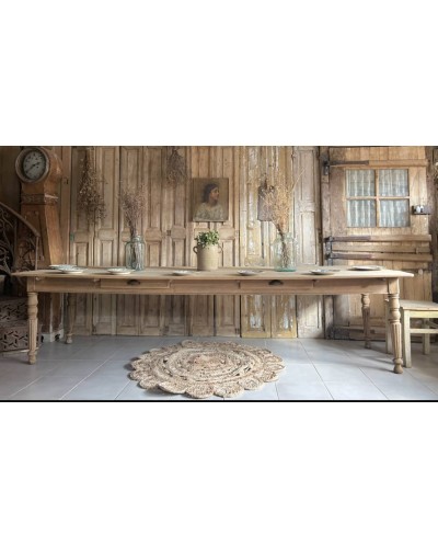 Exceptionnelle table de ferme ancienne – 3 mètres – chêne massif