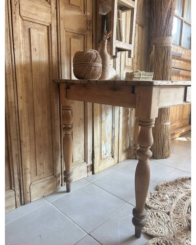 Petite table de ferme en bois naturel