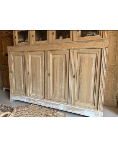 Ancien meuble d'épicerie en bois, vitrines et tiroirs