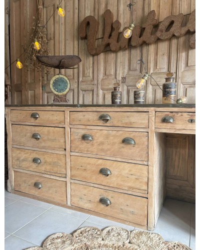 Sublime ancien comptoir de mercerie