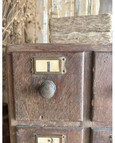 Petit meuble de métiers ancien à 6 tiroirs numérotés