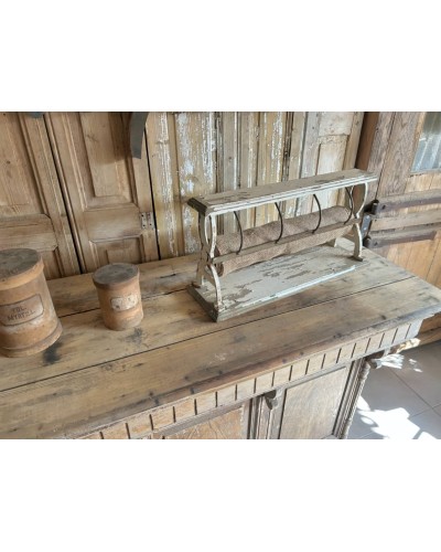 Ancien Comptoir de boutique en bois brut patiné