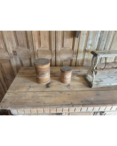 Ancien Comptoir de boutique en bois brut patiné