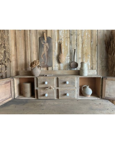 Meuble d'atelier ancien - 4 tiroirs et 2 portes latérales