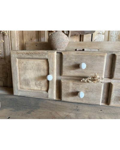 Meuble d'atelier ancien - 4 tiroirs et 2 portes latérales