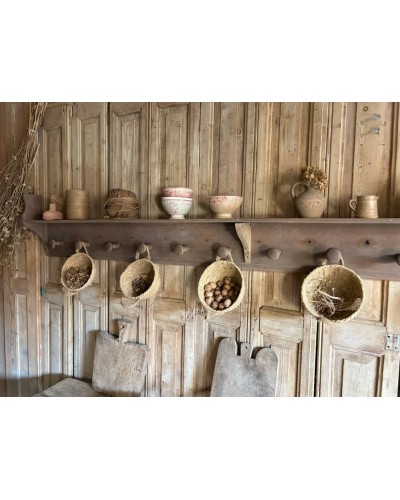 Grande étagère murale ancienne à patères