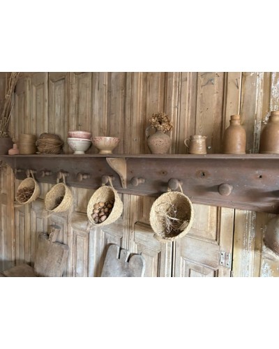 Grande étagère murale ancienne à patères