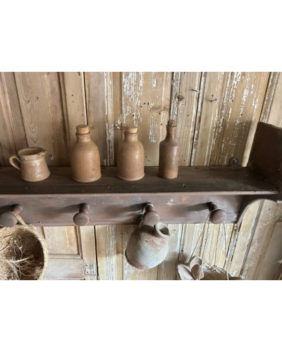 Grande étagère murale ancienne à patères