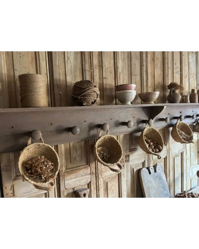 Grande étagère murale ancienne à patères