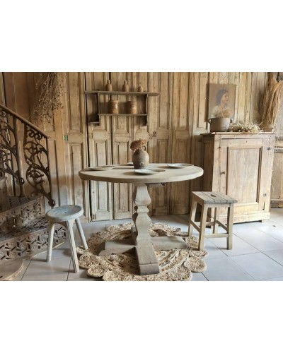 Ancienne Table ronde en chêne massif