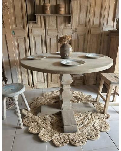 Ancienne Table ronde en chêne massif