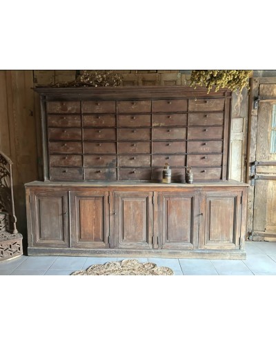 Ancien meuble de métier à clapets, patine d'origine