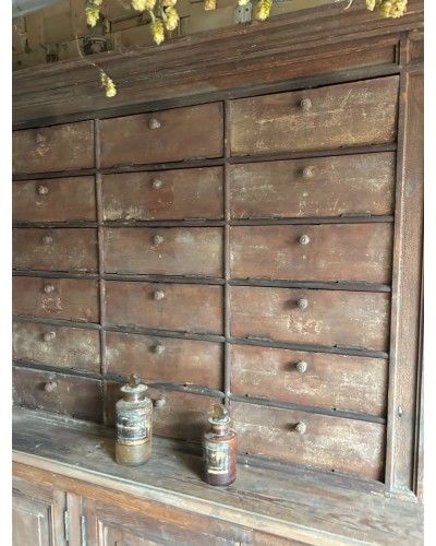 Ancien meuble de métier à clapets, patine d'origine