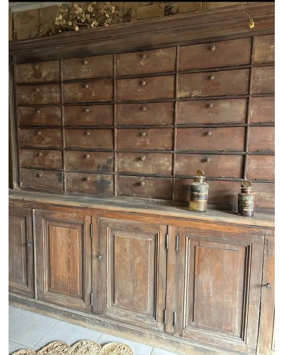 Ancien meuble de métier à clapets, patine d'origine