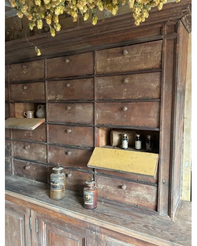 Ancien meuble de métier à clapets, patine d'origine