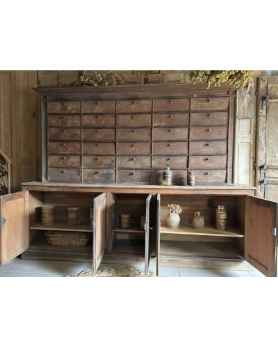 Ancien meuble de métier à clapets, patine d'origine