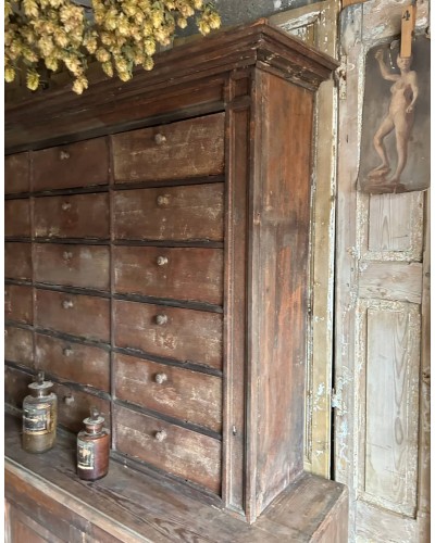 Ancien meuble de métier à clapets, patine d'origine