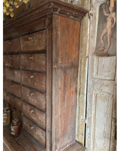 Ancien meuble de métier à clapets, patine d'origine