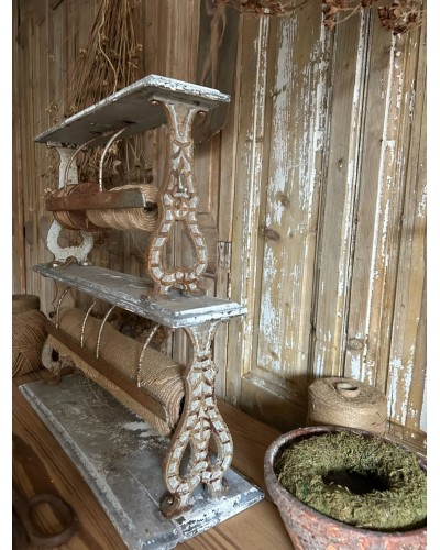 Ancien dévidoir à papier d'emballage double niveau