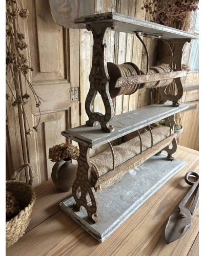 Ancien dévidoir à papier d'emballage double niveau