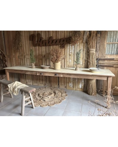 Grande table de ferme, 292 cm de charme brut