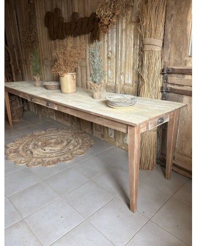 Grande table de ferme, 292 cm de charme brut
