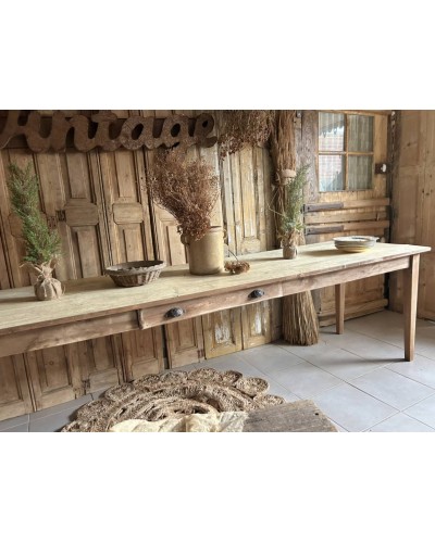 Grande table de ferme, 292 cm de charme brut