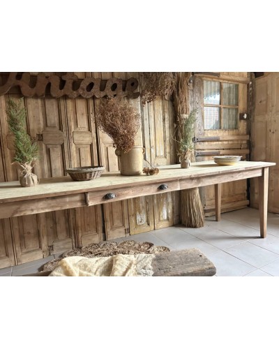 Grande table de ferme, 292 cm de charme brut