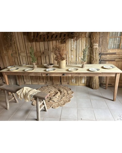 Grande table de ferme, 292 cm de charme brut