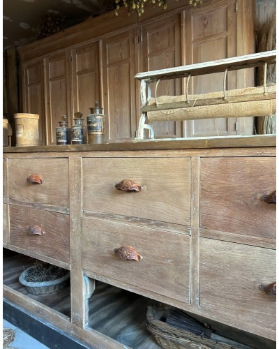 Grand comptoir 12 tiroirs ancien