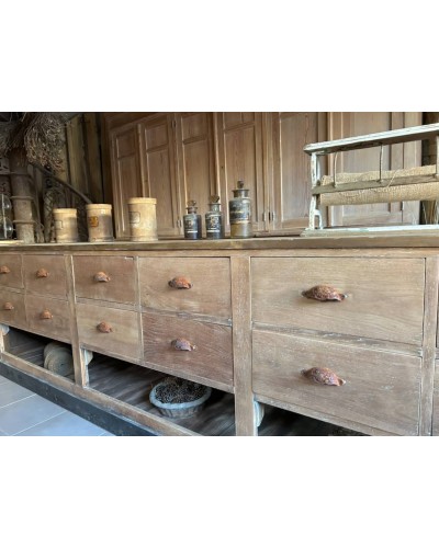 Grand comptoir 12 tiroirs ancien