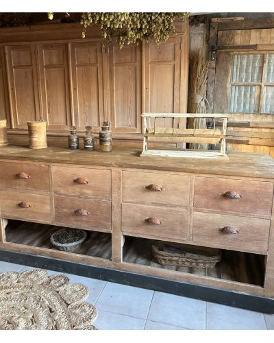 Grand comptoir 12 tiroirs ancien