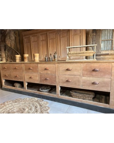 Grand comptoir 12 tiroirs ancien