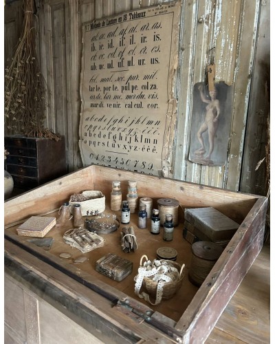 Ancienne vitrine de comptoir en bois et verre