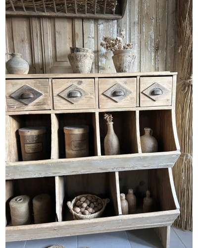 Ancien grainetier en bois - Meuble de métier authentique