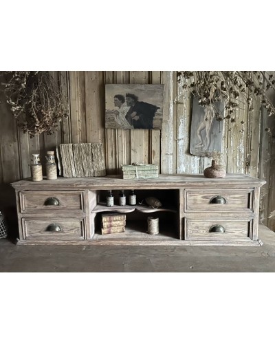 Meuble ancien d'atelier à tiroirs en bois, étagère a poser ou suspendre