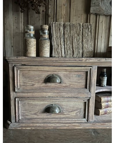 Meuble ancien d'atelier à tiroirs en bois, étagère a poser ou suspendre