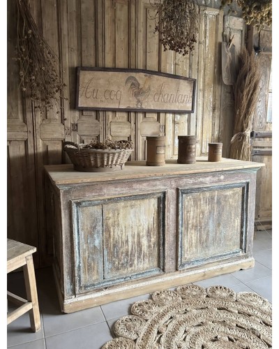 Comptoir ancien patiné - meuble de métier à tiroirs