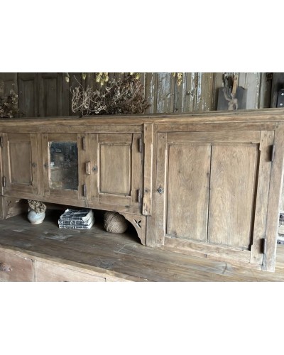 Haut de vaisselier ancien en chêne massif