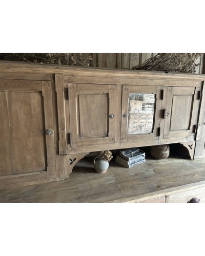 Haut de vaisselier ancien en chêne massif