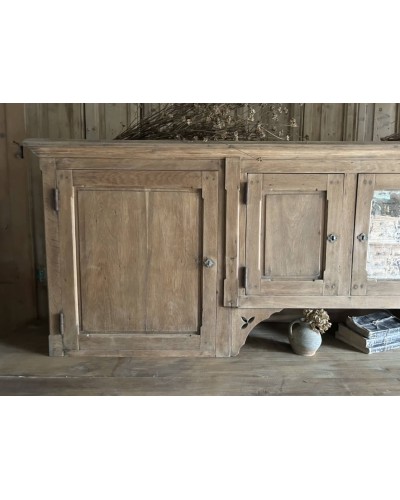 Haut de vaisselier ancien en chêne massif