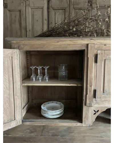 Haut de vaisselier ancien en chêne massif