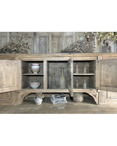 Haut de vaisselier ancien en chêne massif