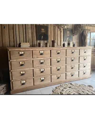 Exceptionnel ancien meuble de métier à tiroirs