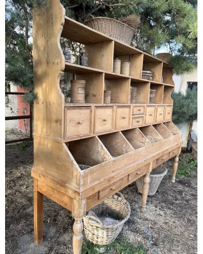 Exceptionnel meuble grainetier, meuble de commerce