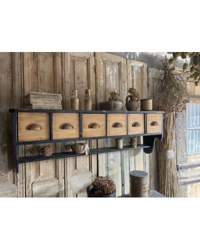 Ancienne archelle murale à 6 tiroirs