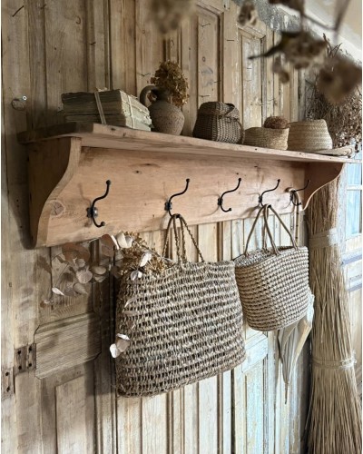 étagère  murale en bois avec patères