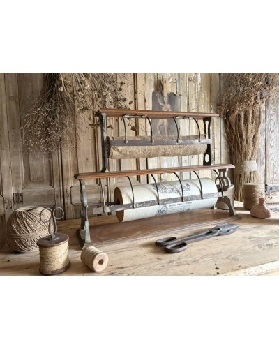 Double grand dévidoir à papier d'emballage ancien